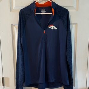 Denver Broncos SizeXL Navy Quarter-Zip Pullover